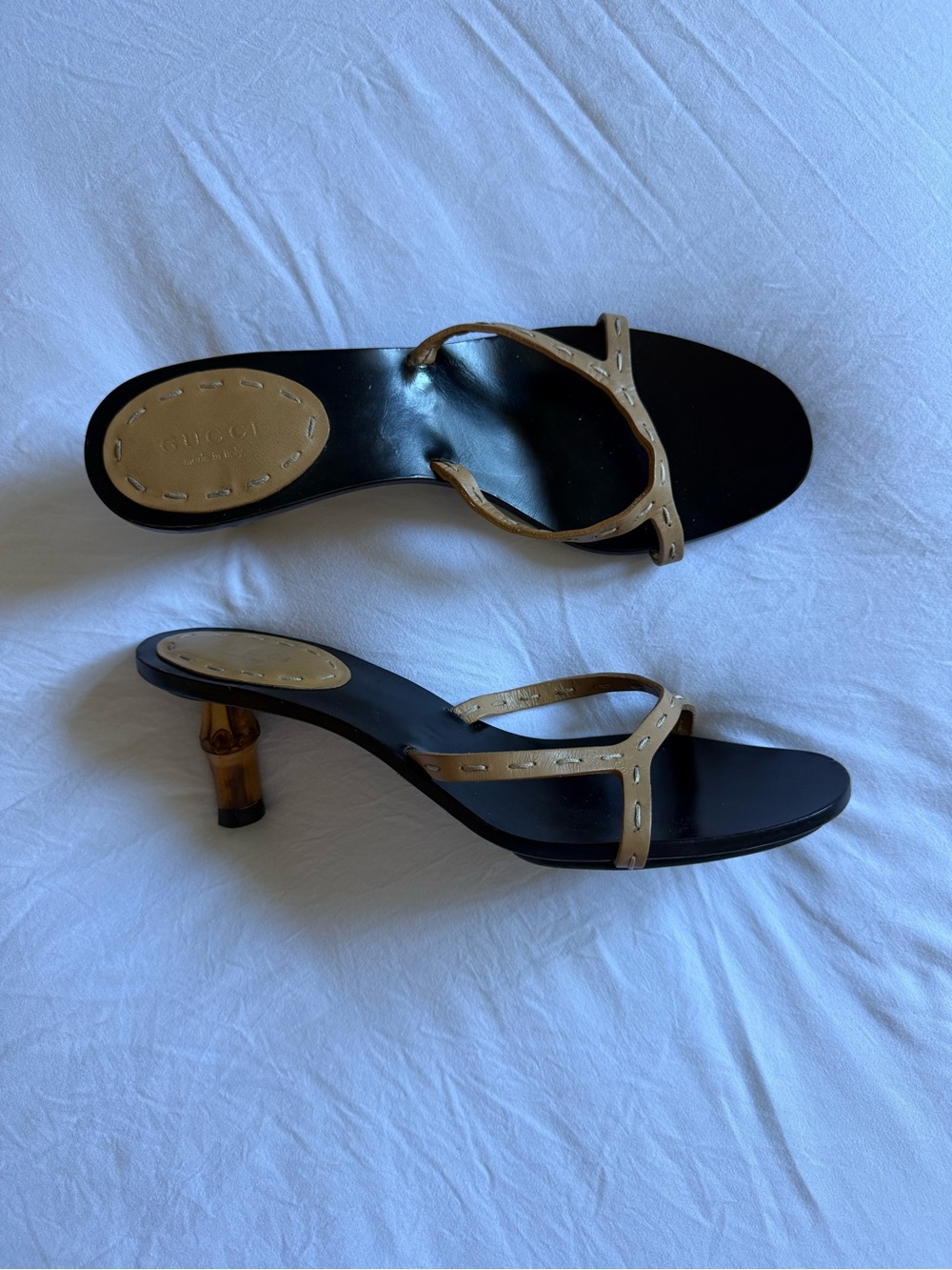 Vintage Gucci Tom Ford Era Bamboo kitten Heel Mules – Size 7